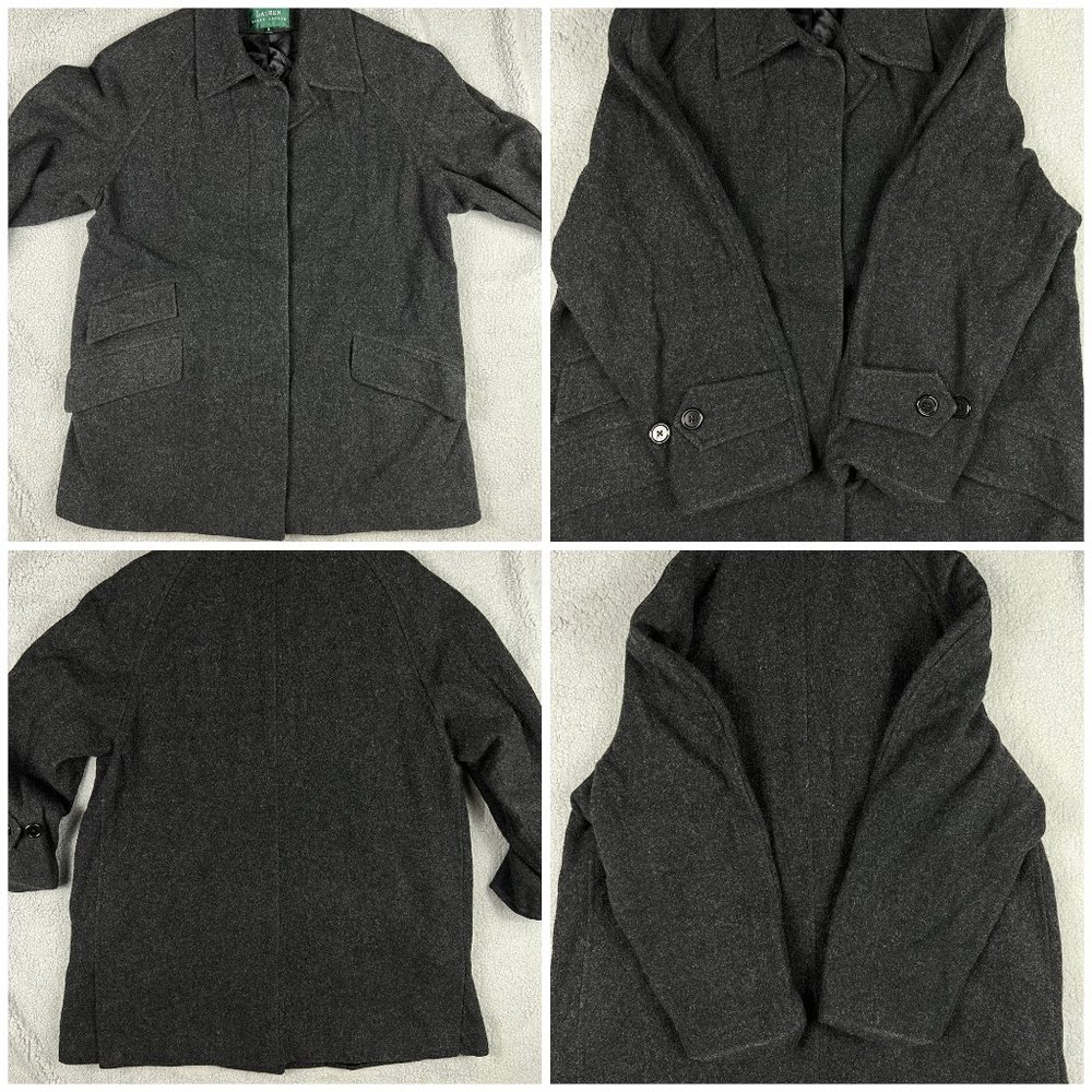 Vintage Lauren Ralph Lauren Wool Coat Womens 6 Grey Jacket LRL Made In USA - Picture 3 of 9